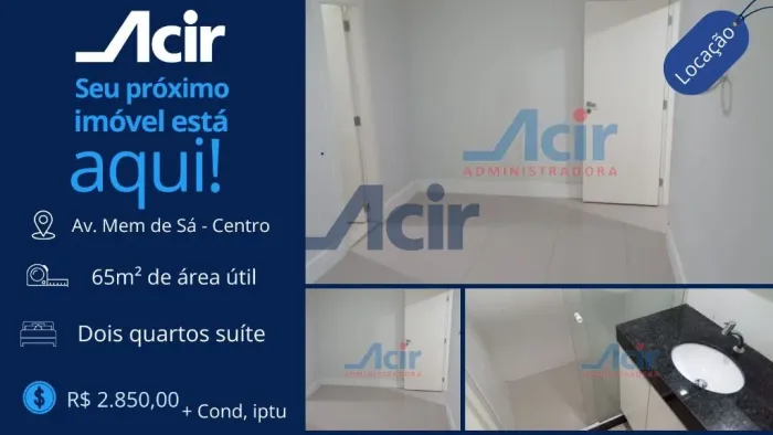 Apartamento dois quartos com duas suítes, 65m² por R$ 2.850,00/mês - Centro - Rio de Janei