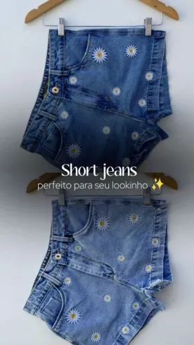 Short jeans bordado - NOVOS DA MINHA LOJA
