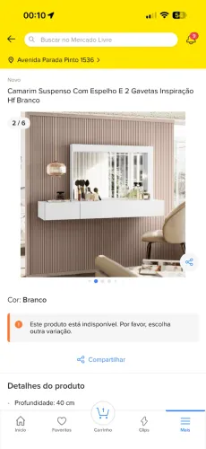 Penteadeira suspensa, camarim