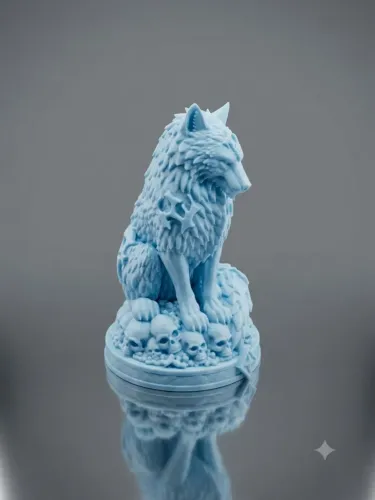 Estatua Lobo Fenrir 3D Decorativa Caveiras Nordico Enfeite