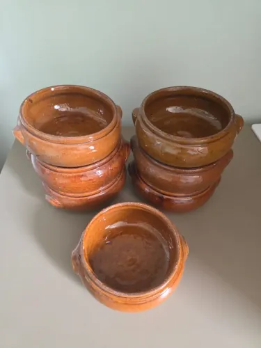 conjunto 7 cumbucas de cerâmica esmaltada