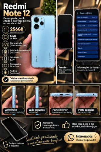  Celular Redmi, sem  Armazenamento 143,6GB/256GB versão do Android, armazenamento interno