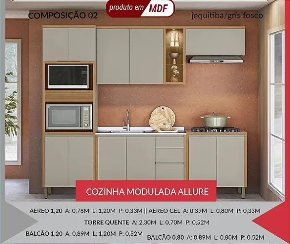 Armário de Cozinha completo Allure 100% MDF