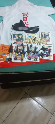 Kit Naruto Cosplay + Mangás Boruto | Kunai, Shuriken e Bandana