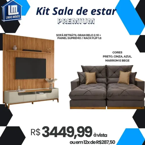 Combo Rack + painel ripado + sofá retrátil e reclinavel 2.10m / frete grátis