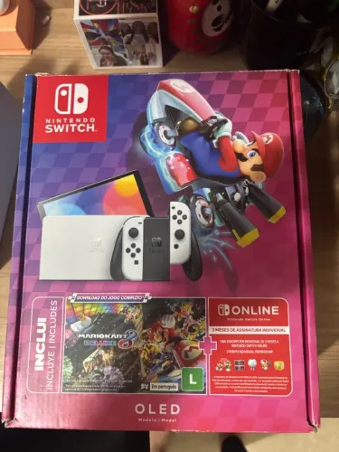 Nintendo Switch OLED 64GB Branco - Completo, com Caixa, Acessórios Originais e Capa