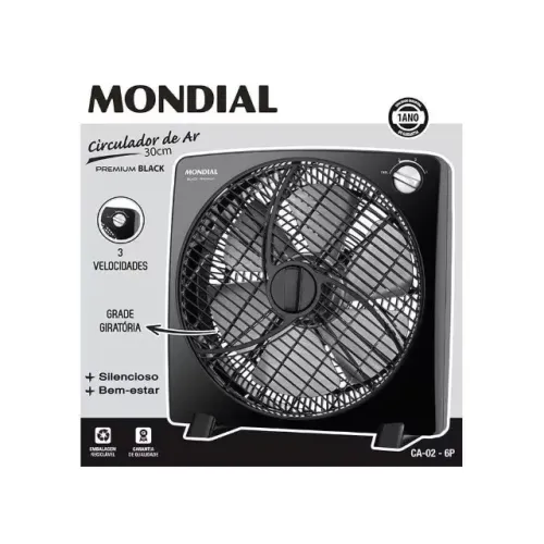 Circulador de Ar 30cm Mondial Premium Preto - 220v Novo C/ Garantia.