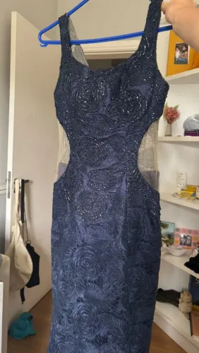 vestido de festa azul marinho 