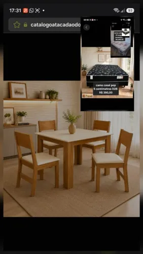 MESA 4C SAO CARLOS MILENA QUADRADA 80x80 CINAMOMO/OFF WHITE