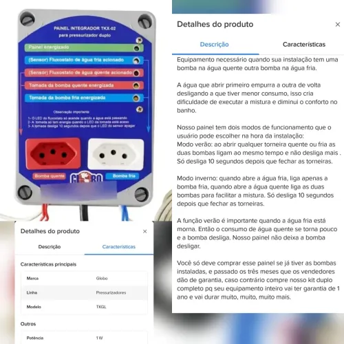 Painel Integrador para Bomba Quente e Fria para Pressurizador*<br>Com 6 meses de uso