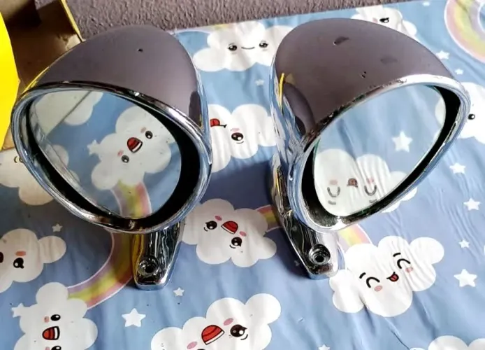 Par Retrovisor Universal Cromado Carol Car Lente Prata estilo clássico