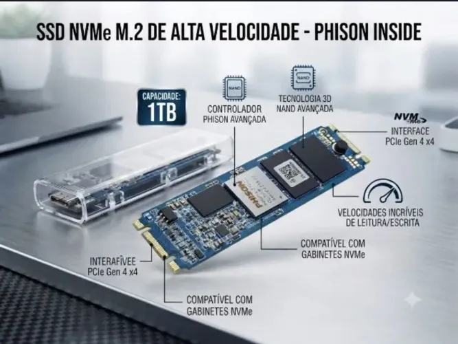 Ssd 1tb micron 2280m com Case