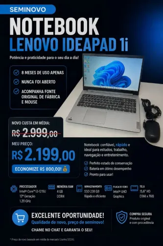 Notebook lenovo ideapad 1 15amn7