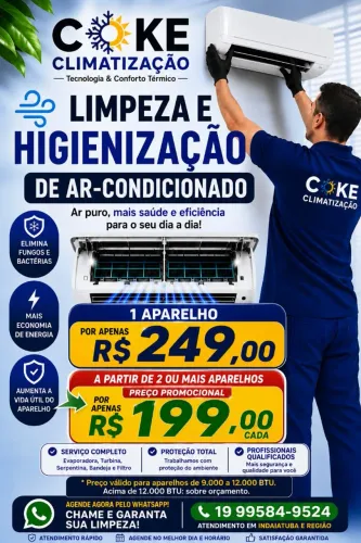 SERVIÇO DE LIMPEZA E HIGIENIZAÇÃO DE AR- CONDICIONADO EM INDAIATUBA 