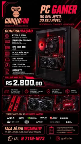 Monte seu Pc Game aqui na GorillaFor