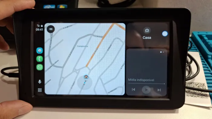 Multimídia Portátil para Carro com Espelhamento de Celular - Android Auto e Apple CarPlay