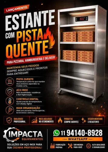 Estante aquecida para hamburguerias, pizzarias, delivery sob medida
