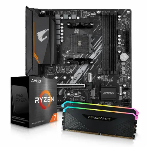 Kit Upgrade PC Gamer Ryzen 7 5700x + B550M Aorus Elite + 32GB 3600mhz Corsair RGB