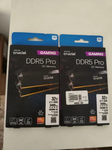 (Novo Lacrado) KIT Memória RAM DDR5 32GB 2x16GB 6400MHZ CL32 Crucial PRO OC 10 ano garanti
