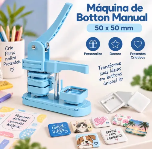 Prensa de Bottons Quadrada 50mm Rotativa imã ou broches