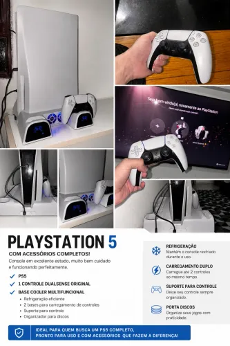 PlayStation 5 em excelente estado de conservação, funcionando perfeitamente