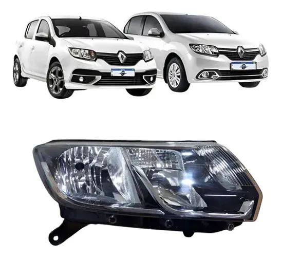 Farol Logan Sandero 2015 2016 2017 18 2019 Direito F Cromado Direito/passageiro