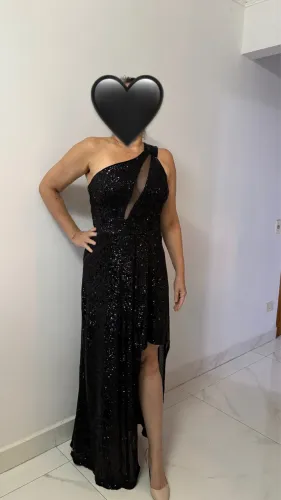 Vestido de Festa Um Ombro Só com Paetês - Tam. 40 - TVZ