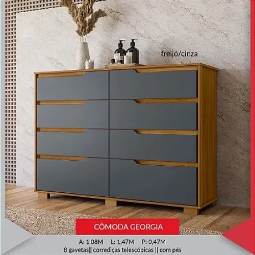 Cômoda Geórgia com 8 gavetas - Promoção