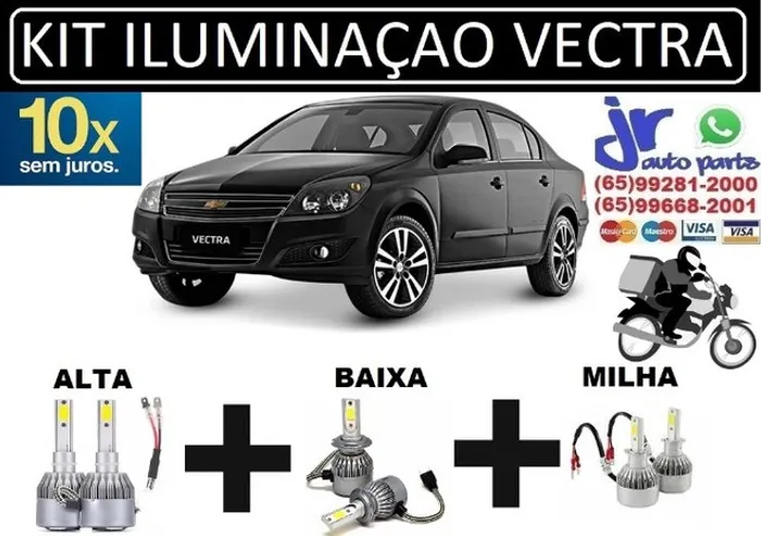 Kit Lampada Ultra LED (Alta/Baixa/Milha) Vectra 6000K 12V 24V