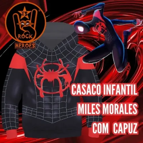 Casaco Infantil Miles Morales Preto com Capuz 