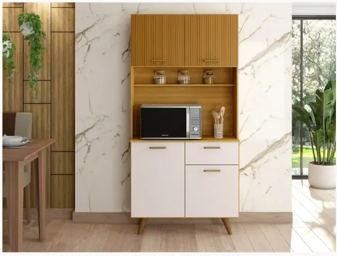 Armário de cozinha izispoliman freijó off white acetinado - montagem grátis