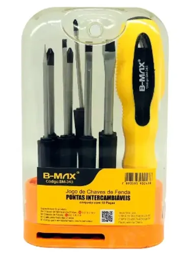 Jogo De Chaves De Fenda B-Max BM-343 com Pontas Intercambiaveis