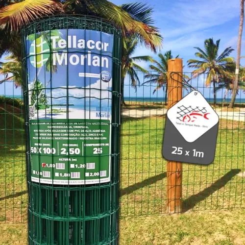 Tela para cerca soldada encapada verde rolo de 25 x 1m