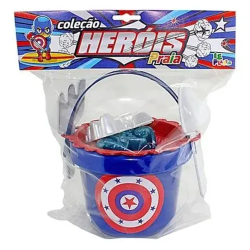 Brinquedo De Praia Balde Praia Coleção Heróis - Leplastic