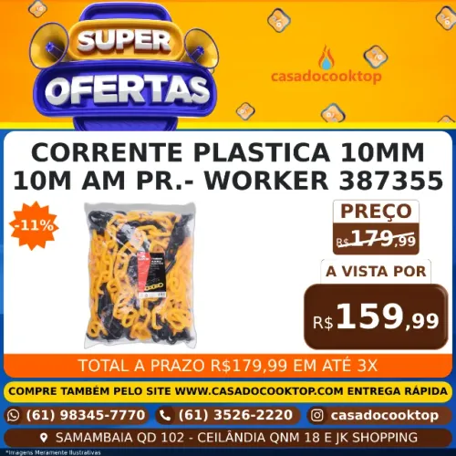 CORRENTE PLASTICA 10MM 10M AM PR.- WORKER 387355