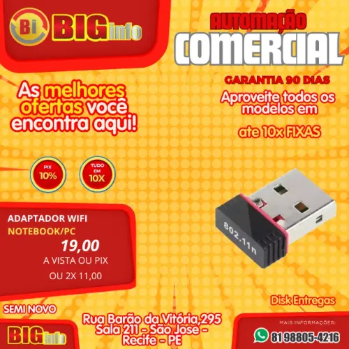 Adaptador Wifi para PC Usb Wireless - Centro do Recife