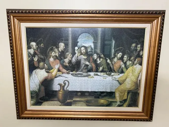 Quadro Quebra-Cabeças Montado 1000 peças Santa Ceia (com Moldura e Vidro)