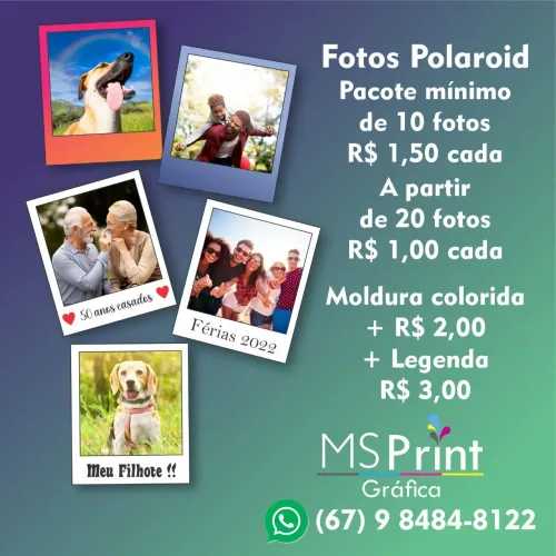 Impressão de Fotos Estilo Polaroid R$1,00