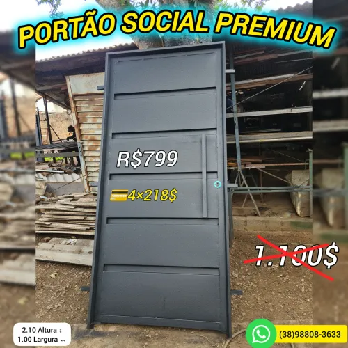 Portão Social Premium - Aço - 2,10x1,00m