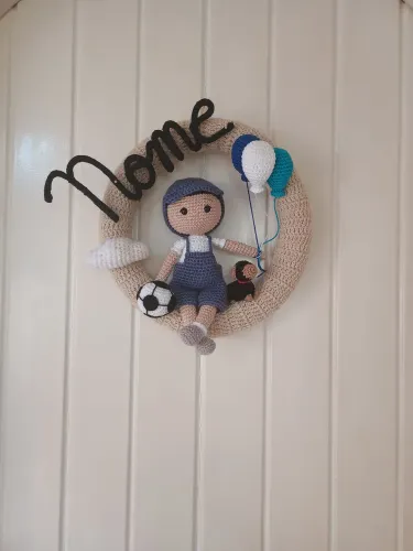 Porta maternidade de menino em amigurumi