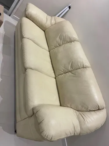 Conjunto de 2 Sofás em Couro legítimo Bege
