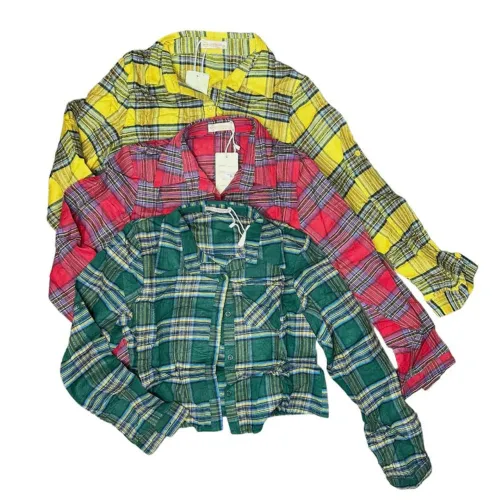 Camisa P e M Feminina Cropeed Moderna manga Longa Xadrez pra Festa Junina São João