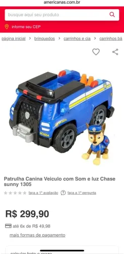 Patrulha Canina com Luz e Som - CHASE