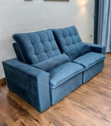 Sofá Retrátil Azul 2,00 Confortável NOVO FRETE GRÁTIS