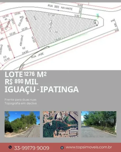 Lote com 1276 metros bairro Iguaçu Ipatinga