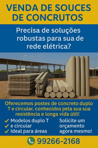Postes de Concreto Duplo T e Circular para Rede Elétrica