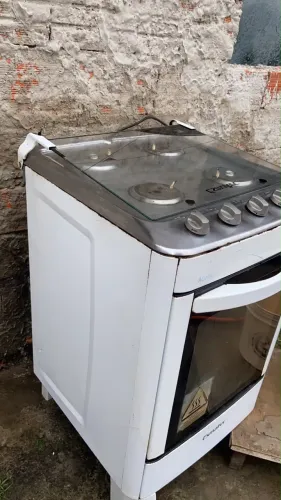 Fogão Esmaltec Ágata 4 Bocas Branco (Mesa de Inox)