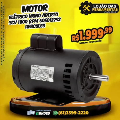 Motor Mono Aberto 3CV 1800 Rpm 605012252 Hércules