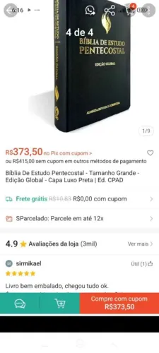 Duas bíblias de estudo grande pentecostal e outra aplicação pessoal em perfeitas 