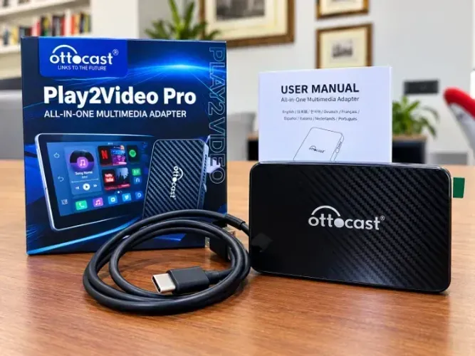 Adaptador Sem Fio Ottocast Carplay PLAY2VIDEO Pro - Preto